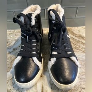 Nine West Black Booties with Faux Fur Trim